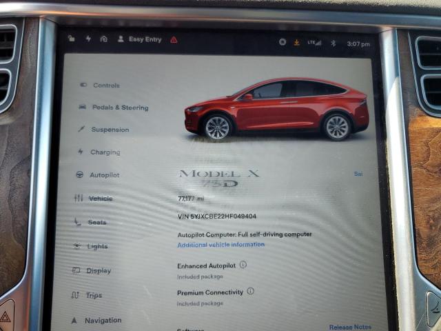 5YJXCBE22HF049404 - 2017 TESLA MODEL X RED photo 9