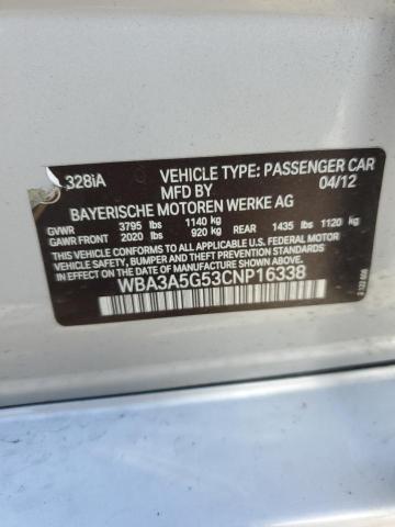 WBA3A5G53CNP16338 - 2012 BMW 328 I SILVER photo 13