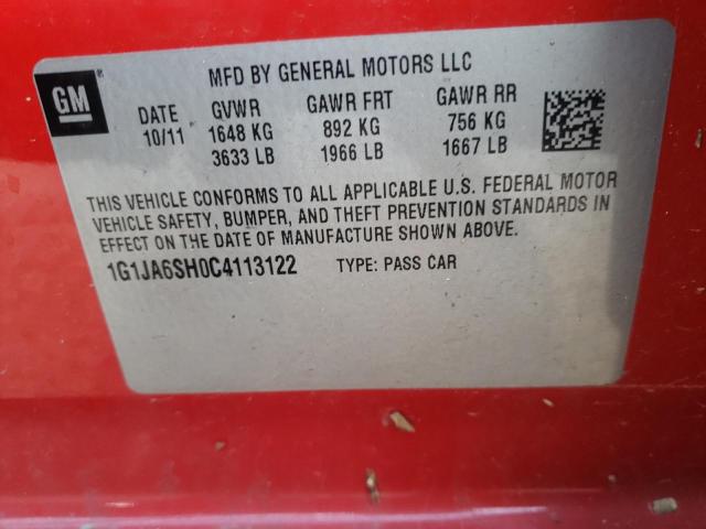 1G1JA6SH0C4113122 - 2012 CHEVROLET SONIC LS 红色 照片 12