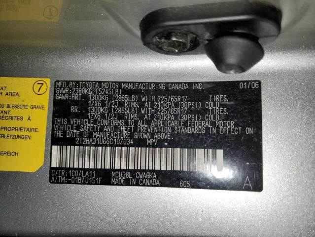 2T2HA31U66C107034 - 2006 LEXUS RX 330 SILVER photo 13