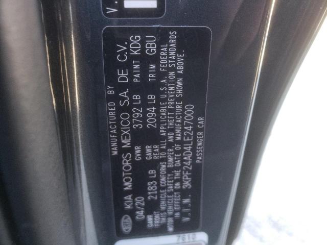 3KPF24AD4LE247000 - 2020 KIA FORTE FE GRAY photo 12