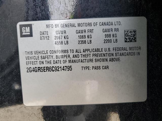 2G4GR5ER6C9214795 - 2012 BUICK REGAL 黑色 照片 12