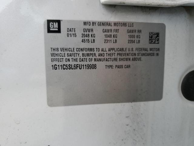 1G11C5SL6FU119908 - 2015 CHEVROLET MALIBU 1LT WHITE photo 12