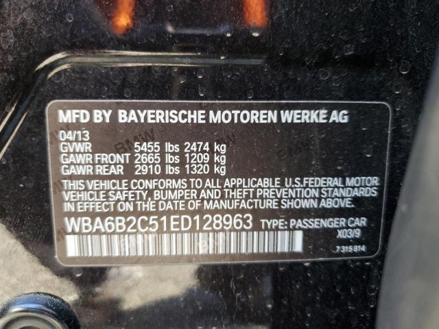 WBA6B2C51ED128963 - 2014 BMW 650 I GRAN COUPE BLACK photo 12