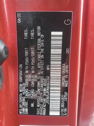 JTENU5JR9N6063764 - 2022 TOYOTA 4RUNNER SR5/SR5 PREMIUM Կարմիր լուսանկար 13