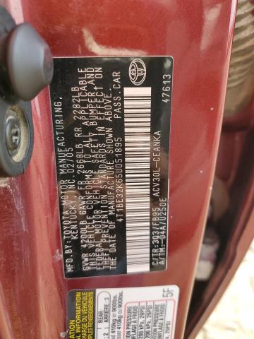 4T1BE32K65U051895 - 2005 TOYOTA CAMRY LE RED photo 13