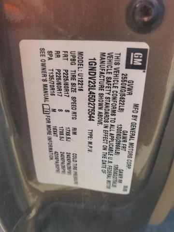 1GNDV23L45D275544 - 2005 CHEVROLET UPLANDER LS BROWN photo 13