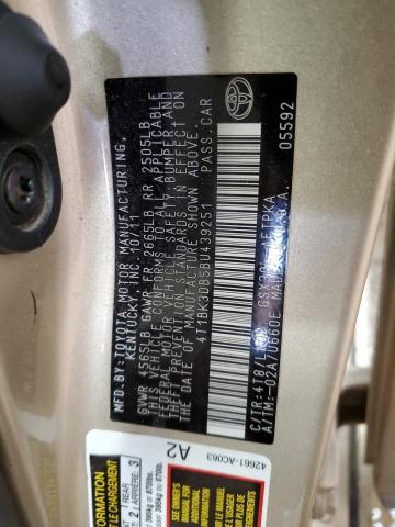 4T1BK3DB5BU439251 - 2011 TOYOTA AVALON BASE 金色 照片 13