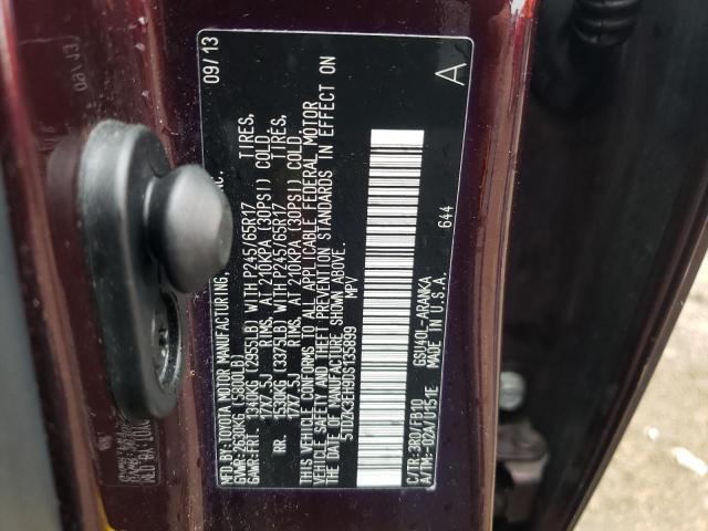 5TDZK3EH9DS135899 - 2013 TOYOTA HIGHLANDER BASE Violet photo 10