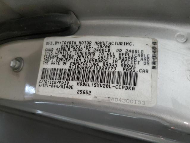 4T1BG22K61U029779 - 2001 TOYOTA CAMRY CE TAN photo 12