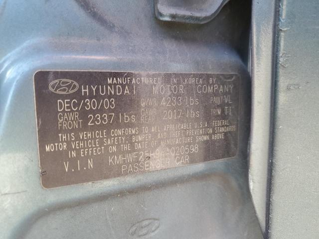 KMHWF25H94A020598 - 2004 HYUNDAI SONATA GL GREEN photo 12