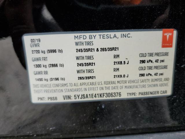 5YJSA1E41KF306376 - 2019 TESLA MODEL S GREEN photo 12