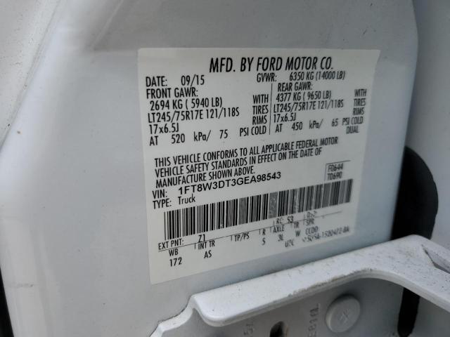 1FT8W3DT3GEA98543 - 2016 FORD F350 SUPER DUTY WHITE photo 13