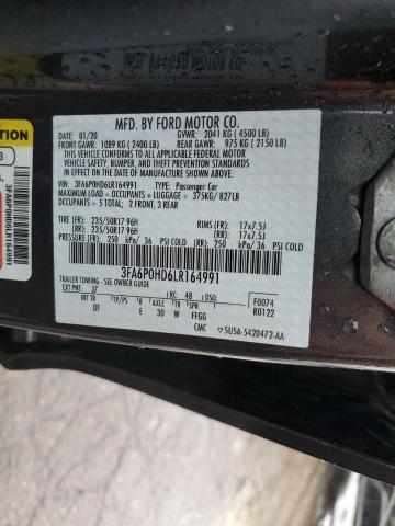 3FA6P0HD6LR164991 - 2020 FORD FUSION SE GRAY photo 13