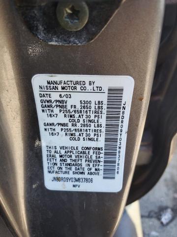 JN8DR09Y03W837806 - 2003 NISSAN PATHFINDER LE GRAY photo 13