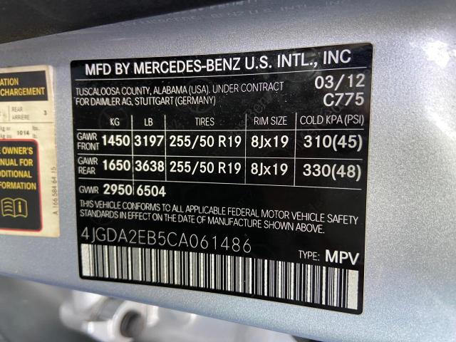 4JGDA2EB5CA061486 - 2012 MERCEDES-BENZ ML 350 BLUETEC SILVER photo 11