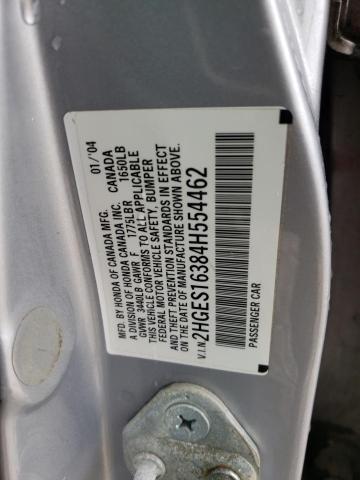 2HGES16384H554462 - 2004 HONDA CIVIC DX VP Gümüş foto 12