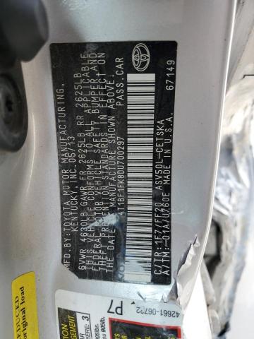 4T1BF1FK8DU700297 - 2013 TOYOTA CAMRY L SILVER photo 12