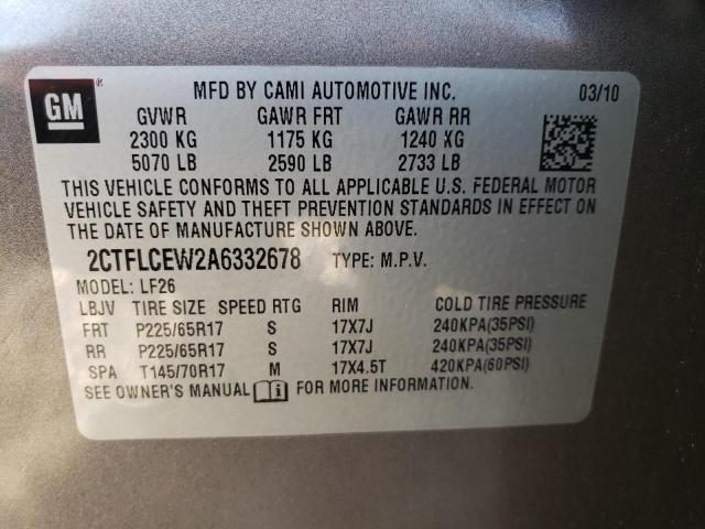 2CTFLCEW2A6332678 - 2010 GMC TERRAIN SLE GRAY photo 14