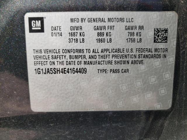 1G1JA5SH4E4164409 - 2014 CHEVROLET SONIC LS GRAY photo 12