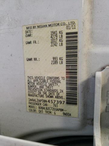 1N4AL2AP3BN457397 - 2011 NISSAN ALTIMA BASE WHITE photo 13