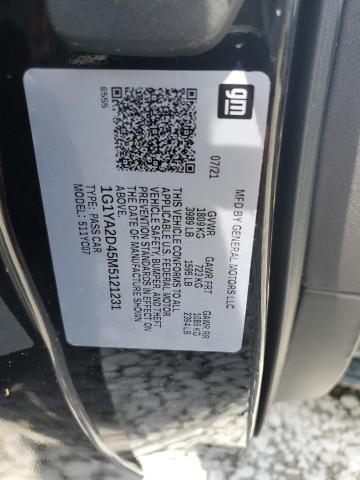 1G1YA2D45M5121231 - 2021 CHEVROLET CORVETTE STINGRAY 1LT BLACK photo 13