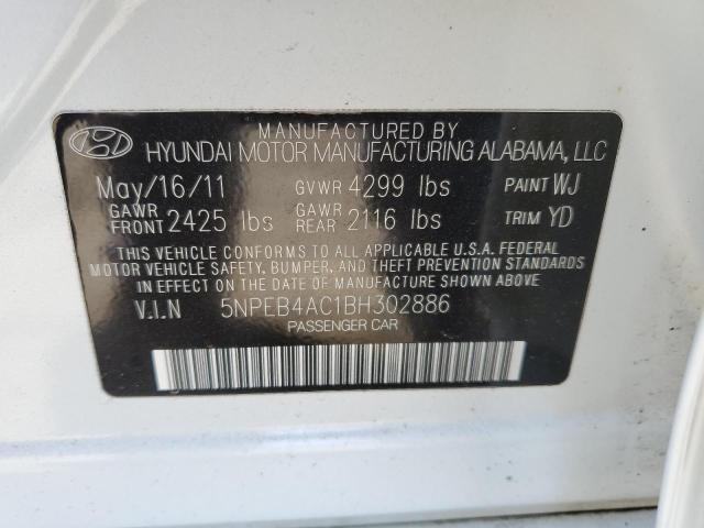 5NPEB4AC1BH302886 - 2011 HYUNDAI SONATA GLS WHITE photo 12