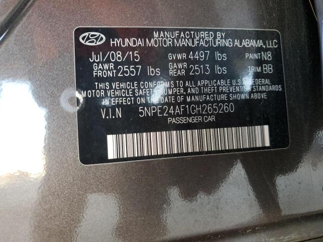 5NPE24AF1GH265260 - 2016 HYUNDAI SONATA SE GRAY photo 12