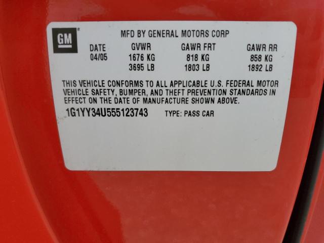 1G1YY34U555123743 - 2005 CHEVROLET CORVETTE RED photo 12