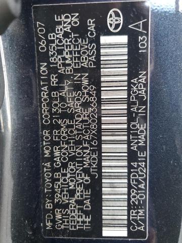 JTKDE167X80236849 - 2008 TOYOTA SCION TC შავი ფოტო 12