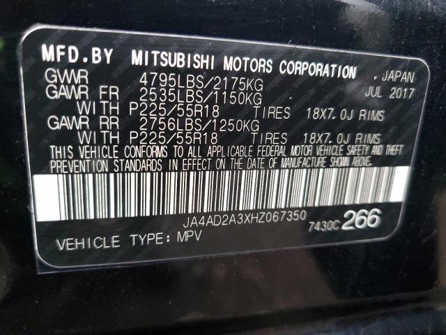 JA4AD2A3XHZ067350 - 2017 MITSUBISHI OUTLANDER ES BLACK photo 12