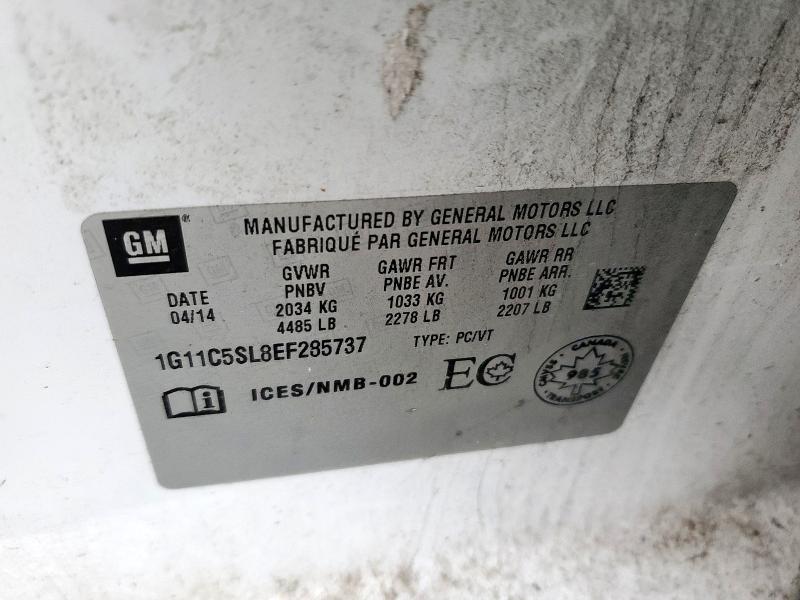 1G11C5SL8EF285737 - 2014 CHEVROLET MALIBU 1LT WHITE photo 12