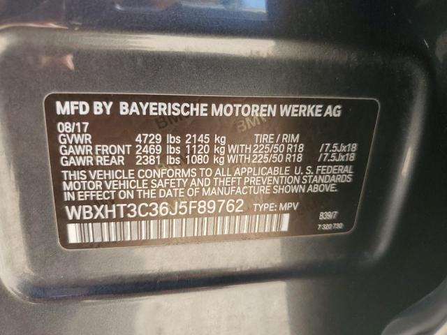 WBXHT3C36J5F89762 - 2018 BMW X1 XDRIVE28I GRAY photo 12