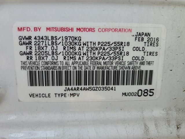 JA4AR4AW5GZ035041 - 2016 MITSUBISHI OUTLANDER SEL WHITE photo 12