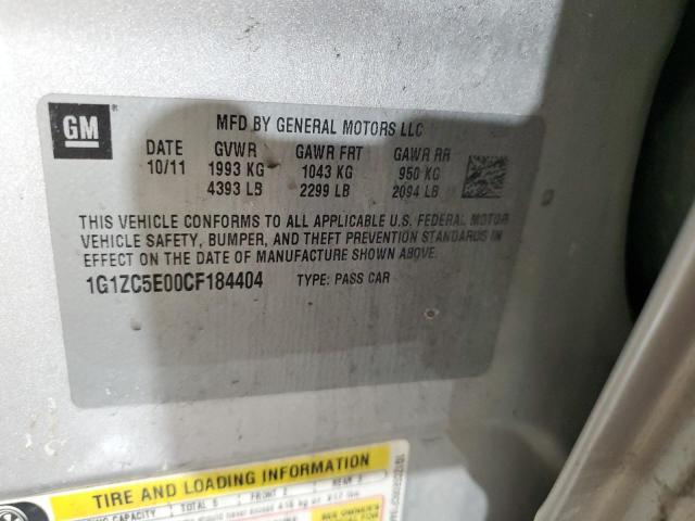 1G1ZC5E00CF184404 - 2012 CHEVROLET MALIBU 1LT SILVER photo 12