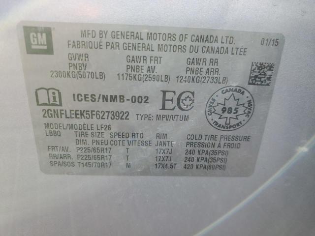 2GNFLEEK5F6273922 - 2015 CHEVROLET EQUINOX LS SILVER photo 13