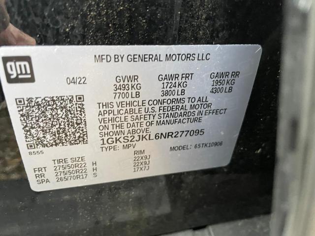 1GKS2JKL6NR277095 - 2022 GMC YUKON XL DENALI BLACK photo 10