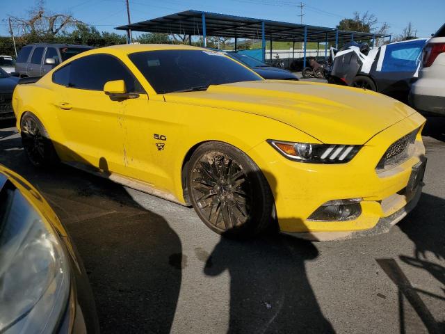 1FA6P8CF2F5303173 - 2015 FORD MUSTANG GT YELLOW photo 4