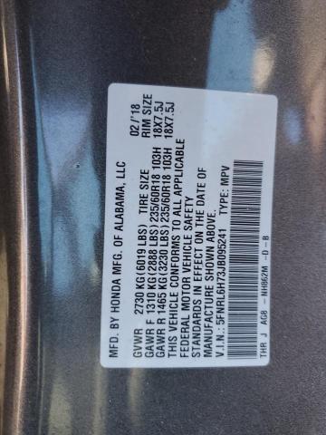 5FNRL6H73JB095241 - 2018 HONDA ODYSSEY EXL BLACK photo 13