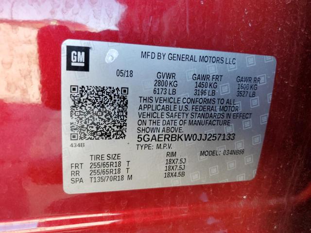 5GAERBKW0JJ257133 - 2018 BUICK ENCLAVE ESSENCE RED photo 14