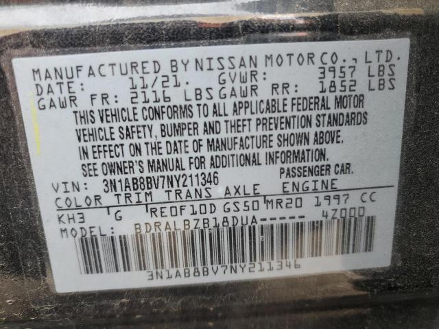 3N1AB8BV7NY211346 - 2022 NISSAN SENTRA S BLACK photo 12