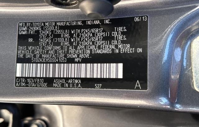 5TDZA3EH5DS041053 - 2013 TOYOTA HIGHLANDER BASE Сұр фото 10