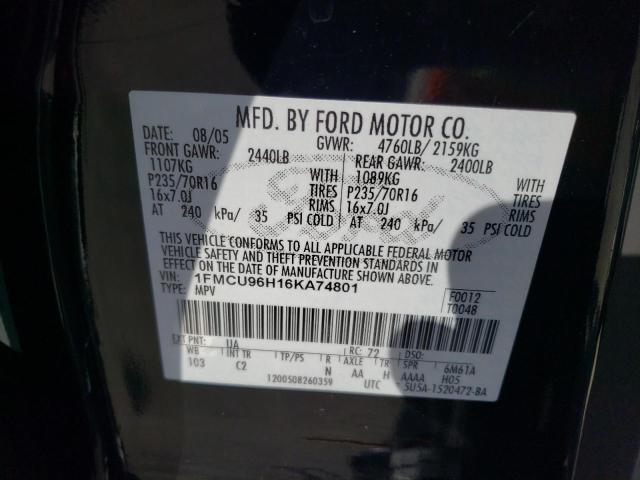 1FMCU96H16KA74801 - 2006 FORD ESCAPE HEV BLACK photo 13