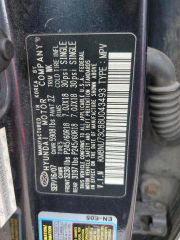 KM8NU73C88U043493 - 2008 HYUNDAI VERACRUZ GLS BLACK photo 13