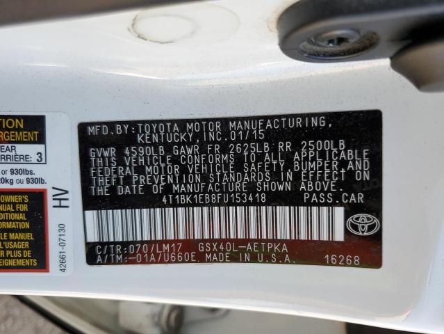 4T1BK1EB8FU153418 - 2015 TOYOTA AVALON XLE WHITE photo 13