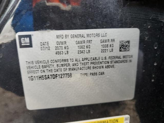 1G11H5SA7DF127758 - 2013 CHEVROLET MALIBU LTZ أسود صورة 13