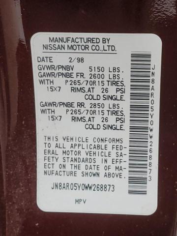 JN8AR05Y0WW268873 - 1998 NISSAN PATHFINDER LE 栗色 照片 13
