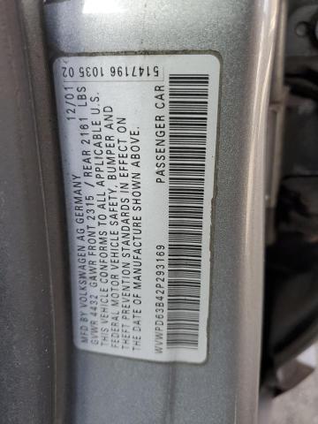 WVWPD63B42P293169 - 2002 VOLKSWAGEN PASSAT GLS GRAY photo 13