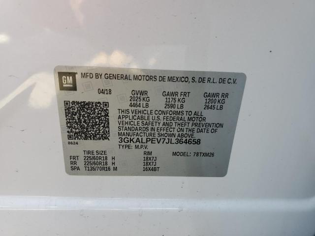 3GKALPEV7JL364658 - 2018 GMC TERRAIN SLT WHITE photo 14