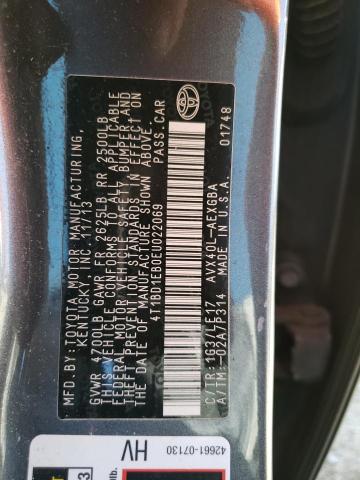 4T1BD1EB0EU022069 - 2014 TOYOTA AVALON HYBRID GRAY photo 12